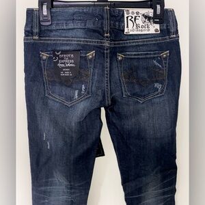 Vintage Rerock skinny jeans distressed denim Y2K jeans dark wash vintage jeans